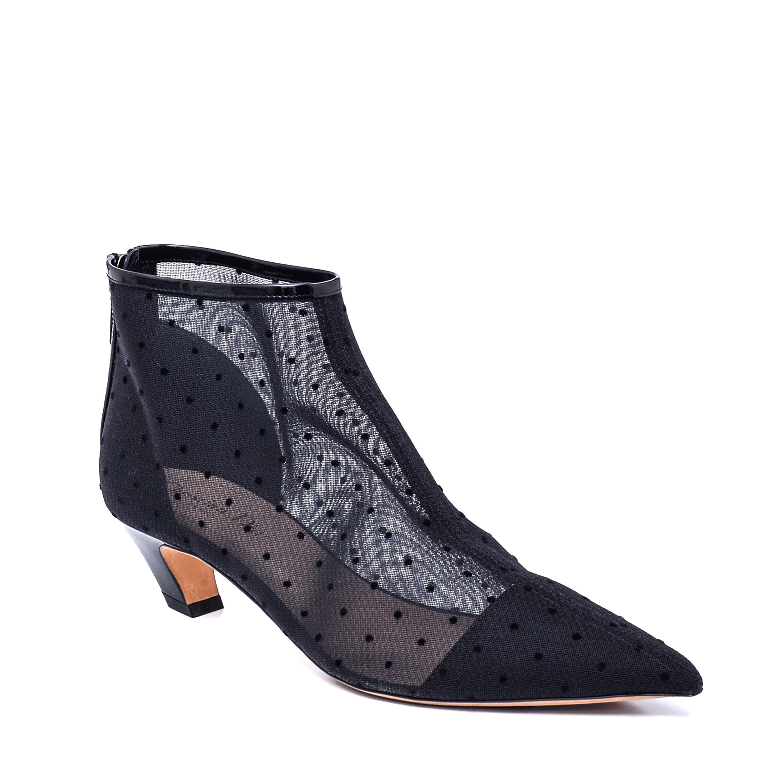 Christian Dior - Black Polka Dot Mesh Pretty Bootie / 38.5